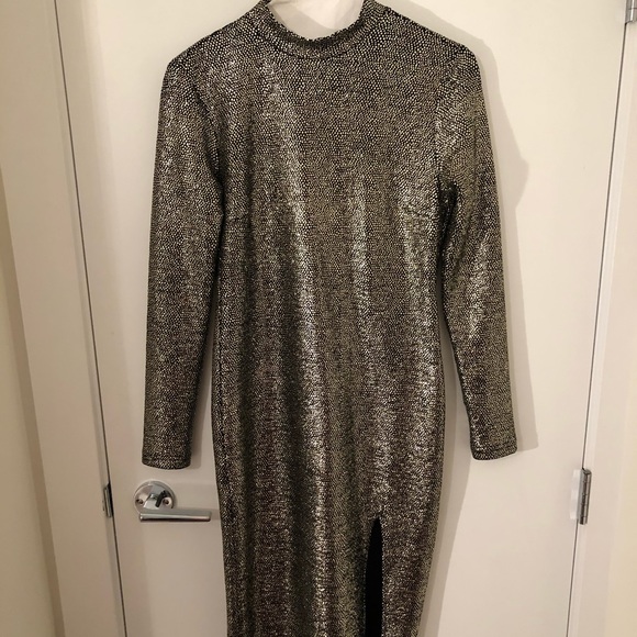 TopShop gold and black fitted midi dress - Picture 5 of 8